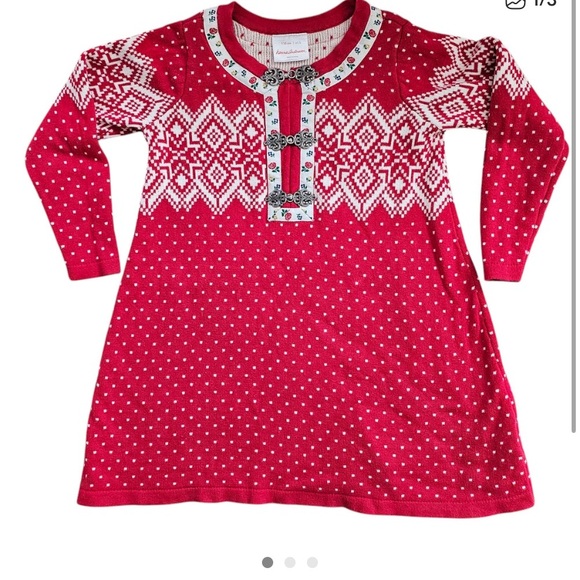 NWT Hanna Andersson Fair Isle Sweater Dress with Floral Ribbon Trim Size 8 Girl - Picture 10 of 10
